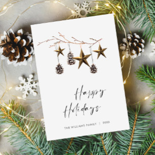 Elegant Minimalist Boho Merry Christmas Greeting Holiday Card