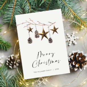 Elegant Minimalist Boho Merry Christmas Greeting Holiday Card
