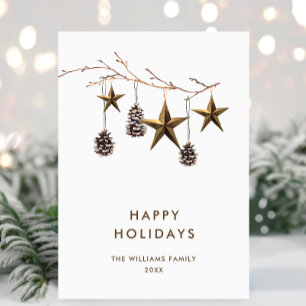 Elegant Minimalist Boho Merry Christmas Greeting Holiday Card