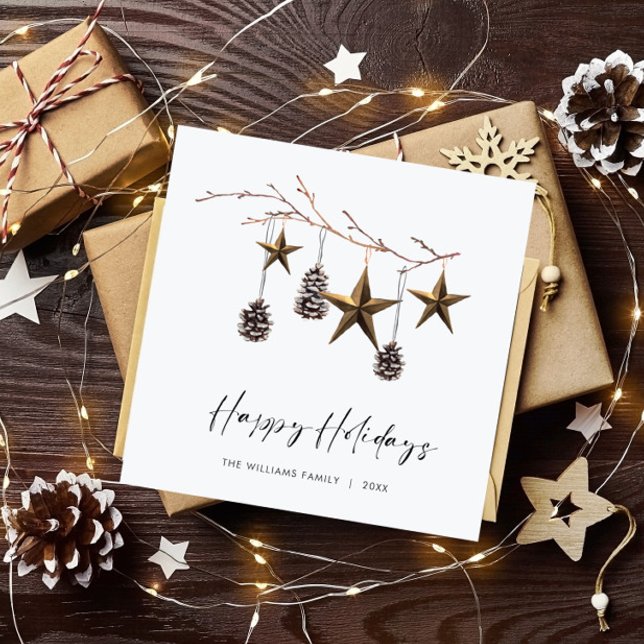 Elegant Minimalist Boho Merry Christmas Greeting Holiday Card (Creator Uploaded)