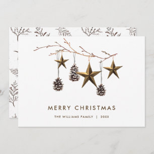 Elegant Minimalist Boho Merry Christmas Greeting Holiday Card
