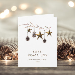 Elegant Minimalist Boho Merry Christmas Photo Holiday Card
