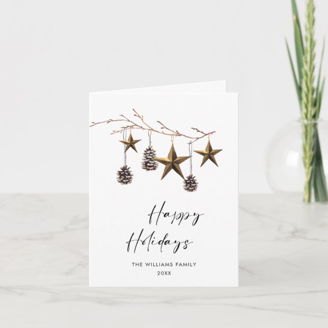 Elegant Minimalist Boho Merry Christmas Photo Holiday Card (Front)