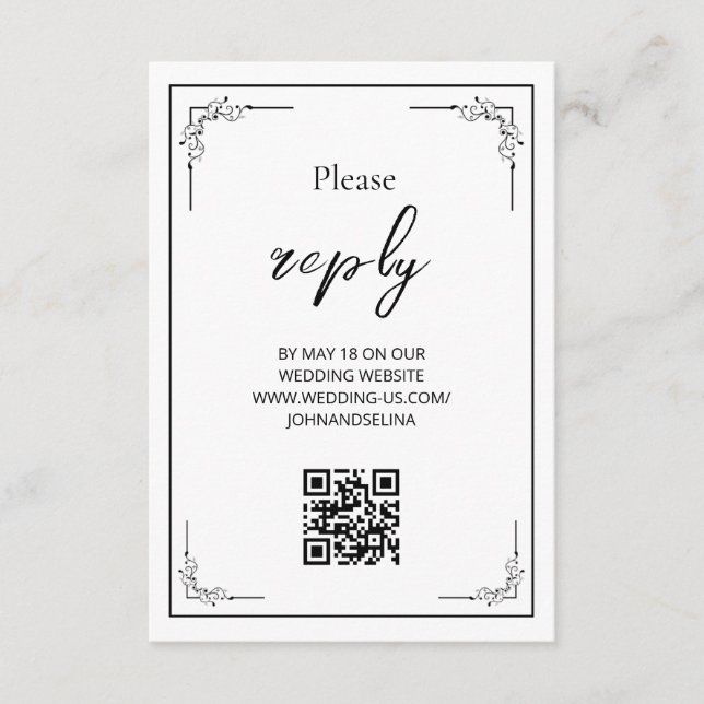 Elegant Minimalist Boho Modern QR Enclosure Card (Front)