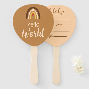 Elegant Minimalist Boho Rainbow Baby Announcement Hand Fan