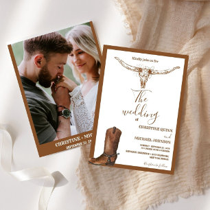Elegant Minimalist Boho Western Cowboy Wedding Invitation