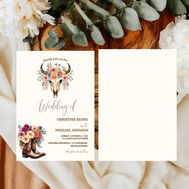 Elegant Minimalist Boho Western Cowboy Wedding Invitation (Creator Uploaded)
