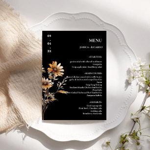 Elegant Minimalist Boho Wildflower Wedding Table Menu