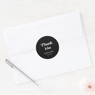 Elegant Minimalist Bold Calligraphy Black Wedding Classic Round Sticker