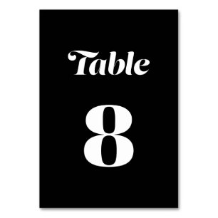 Elegant Minimalist Bold Calligraphy Black Wedding Table Number