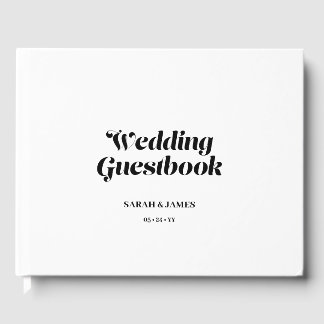 Elegant Minimalist Bold Calligraphy White Wedding Guest Book