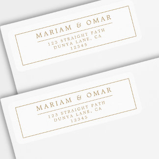 Elegant Minimalist Border Gold Return Address