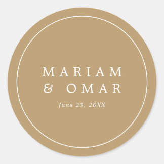 Elegant Minimalist Border Gold Wedding Classic Round Sticker