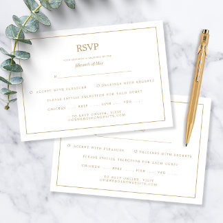 Elegant Minimalist Border Gold Wedding RSVP Card