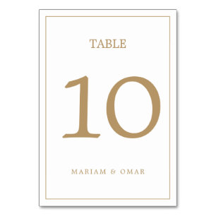 Elegant Minimalist Border Gold Wedding Table Number