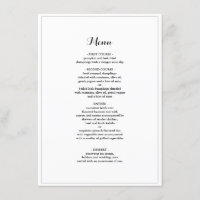 Elegant Minimalist Border Wedding Dinner Menu