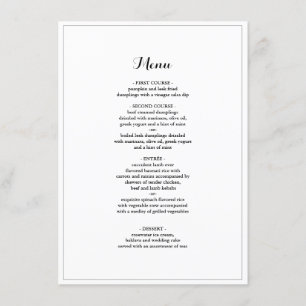 Elegant Minimalist Border Wedding Dinner Menu