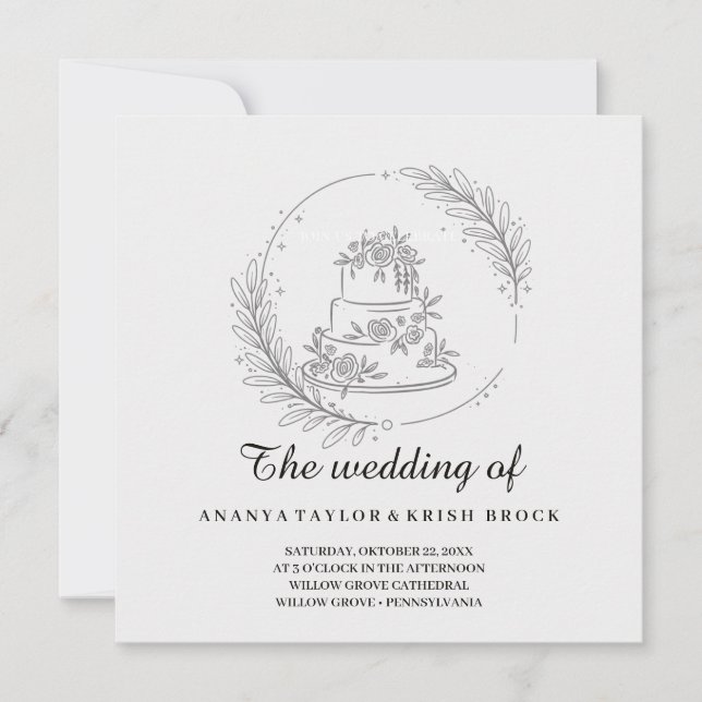 Elegant Minimalist Botanical Arch Wedding Invitation (Front)