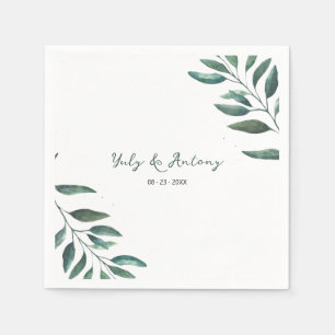 Elegant Minimalist Botanical Foliage Table Napkin