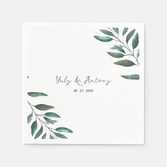 Elegant Minimalist Botanical Foliage Table Napkin (Front)