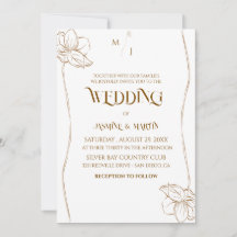 Elegant Minimalist Botanical Gold Line Art Wedding