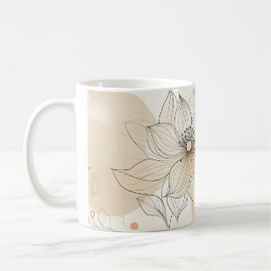 Elegant Minimalist Botanical Line Art Floral Coffee Mug