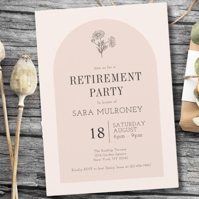 Elegant Minimalist Botanical Retirement Party Invitation (Creator Uploaded)