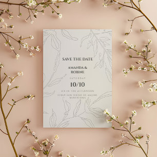 Elegant Minimalist Botanical Save The Date