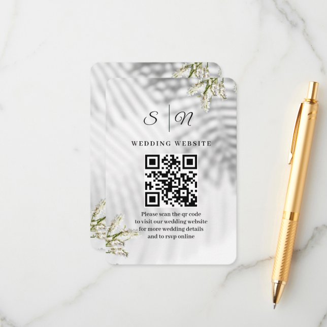 Elegant Minimalist Botanical Wedding Enclosure Card (Front/Back In Situ)
