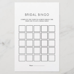Elegant Minimalist Bridal Bingo Game Cards