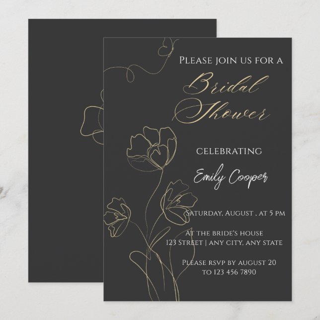 Elegant Minimalist Bridal Shower Invitation (Front/Back)