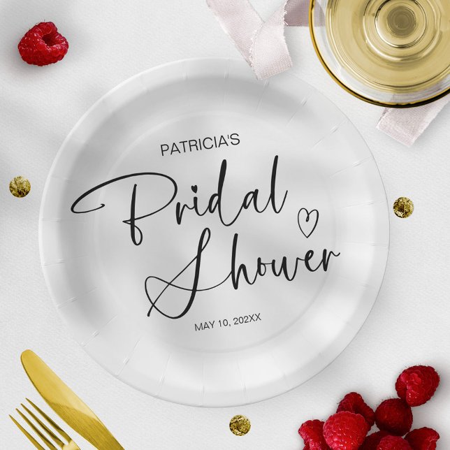 Elegant Minimalist Bridal Shower Paper Plate (Creator Uploaded)