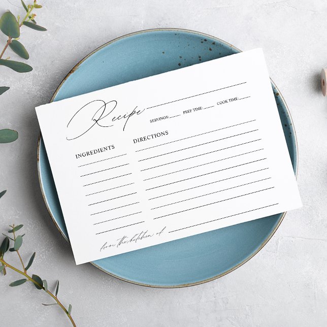 Elegant Minimalist Bridal Shower Recipe Card (Creator Uploaded)