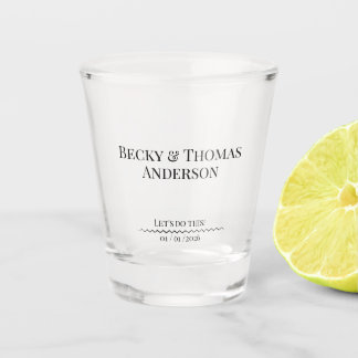 Elegant Minimalist Bride & Groom Name Wedding Shot Glass