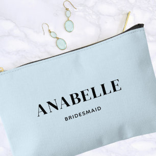 Elegant Minimalist Bridesmaid Gift   Soft Blue Accessory Pouch
