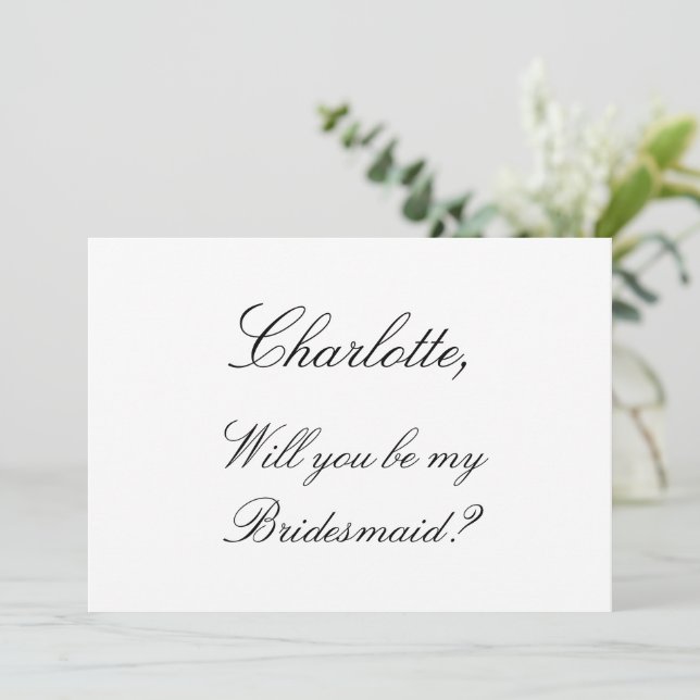 Elegant Minimalist Bridesmaid Proposal Card (Standing Front)