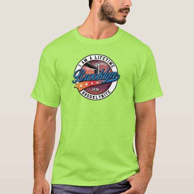 Elegant Minimalist Brooklyn Logo Design Lime T-Shirt (Front)