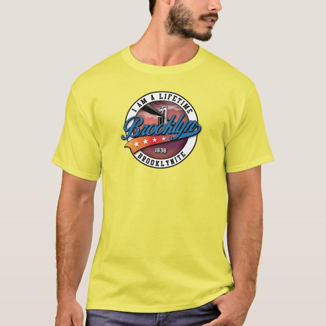Elegant Minimalist Brooklyn Logo Design Yellow T-Shirt (Front)