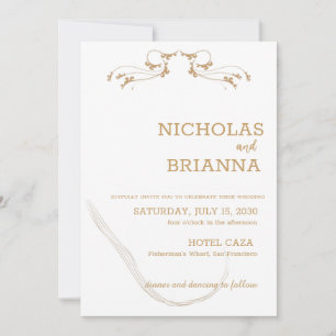 Elegant Minimalist Brown Wedding Invitation