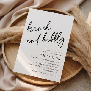 Elegant Minimalist Brunch and Bubbly Bridal Shower Invitation