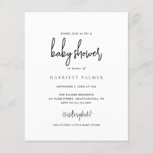 Elegant Minimalist Budget Baby Shower Invitation
