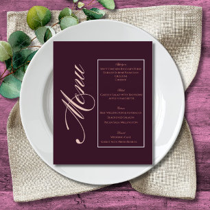 Elegant Minimalist Burgundy Pink Wedding Menu