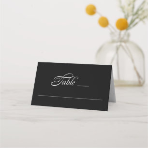 Elegant Minimalist Calligraphy Black Wedding Place Card