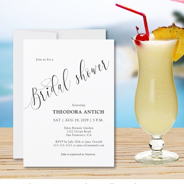 Elegant Minimalist Calligraphy Bridal Shower Invitation (Creator Uploaded)