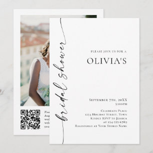 Elegant Minimalist Calligraphy Bridal Shower Photo Invitation