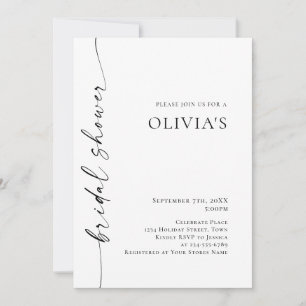 Elegant Minimalist Calligraphy Bridal Shower Photo Invitation