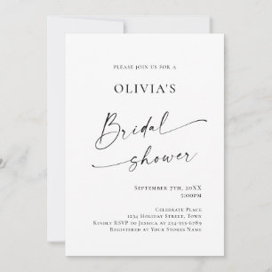 Elegant Minimalist Calligraphy Bridal Shower Photo Invitation