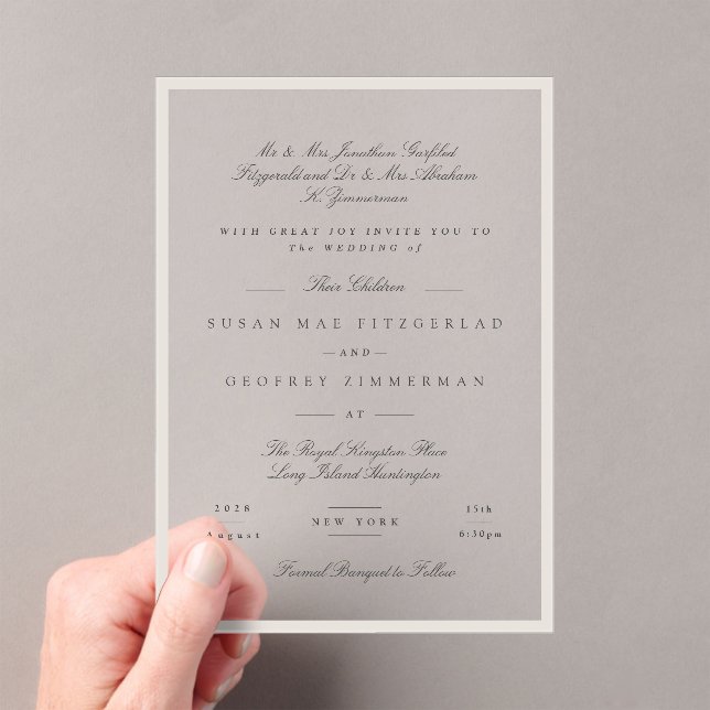 Elegant Minimalist Calligraphy Clear Acrylic Invitations (Insitu (Handheld))