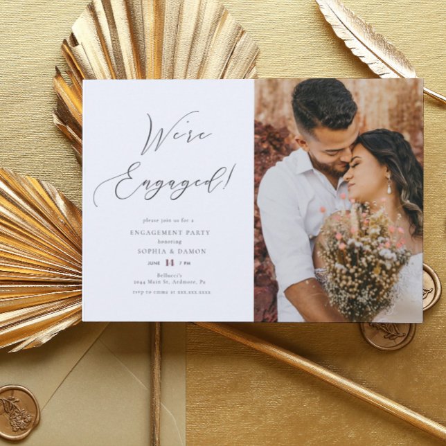 Elegant Minimalist Calligraphy Engagement Party Invitation (Creator Uploaded)