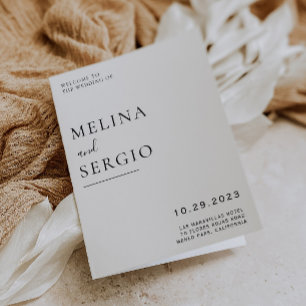 Elegant Minimalist Calligraphy Folded Wedding Programme
